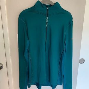 Nike Pro Dri Fit Half-Zip Pullover, Teal, Size L